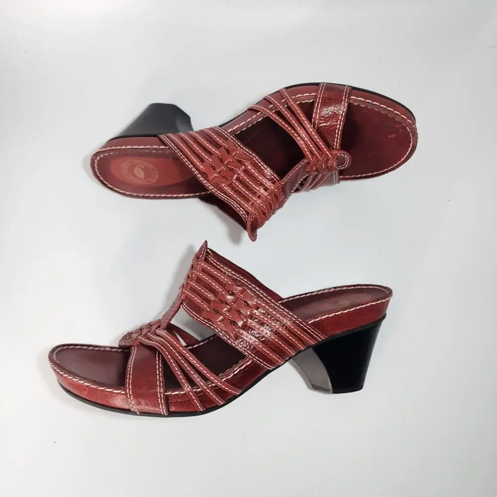 Nurture Red Leather Heeled Sandals Women's Size 9.5 M